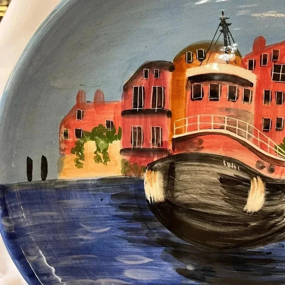 Roseanna Henning Original Hand Painted Tugboat Decorative Plate - Picture 2 of 7